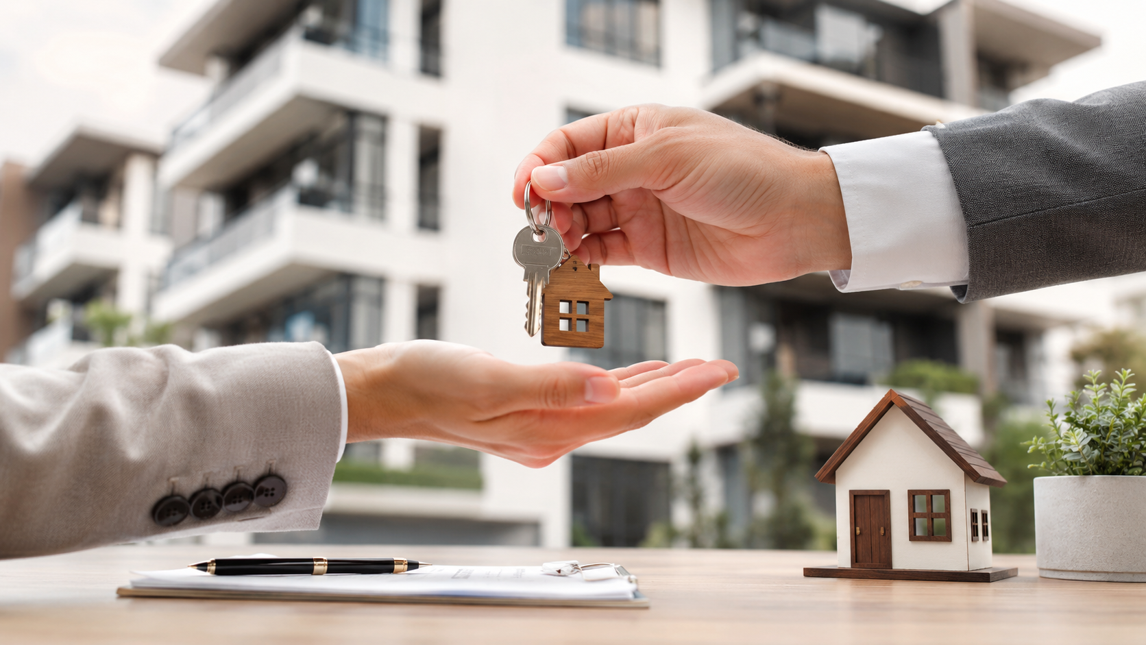 Schlüsselübergabe in der Immobilienbranche