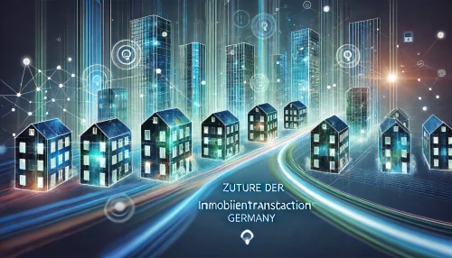 Eine abstrakte Grafik von Daten, die durch Gebäude und Grundstücke fließen und so die Effizienz der Digitalisierung symbolisieren.