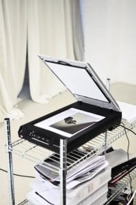 modern scanner placed in light room