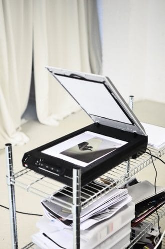 modern scanner placed in light room